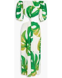 FARM Rio - Schulterfreies midikleid aus einer leinenmischung mit print und cut-outs - Lyst