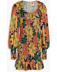 FARM Rio - Ruffled Floral-Print Ecovero-Crepe Mini Dress - Lyst