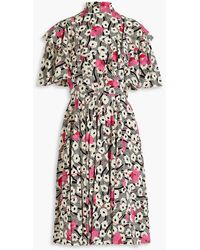 Valentino Garavani - Ruffled Floral-print Silk Crepe De Chine Dress - Lyst