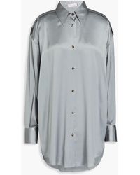 Brunello Cucinelli - Hemd aus stretch-seidensatin mit zierperlen - Lyst