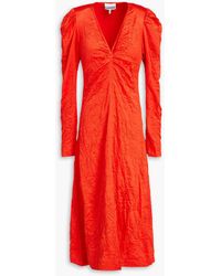 Ganni - Midikleid aus stretch-satin in knitteroptik - Lyst