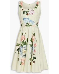 Dolce & Gabbana - Pleated Floral-print Cotton-poplin Dress - Lyst