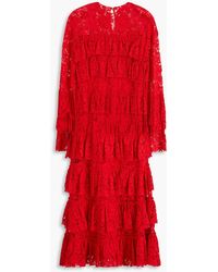 Valentino Garavani - Tie Cotton-blend Corded Lace Midi Dress - Lyst