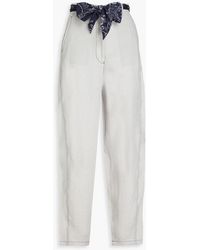 Emporio Armani - Tie-detailed Linen Tapered Pants - Lyst