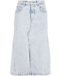 Maje Denim Midi Skirt Light Denim - Blue