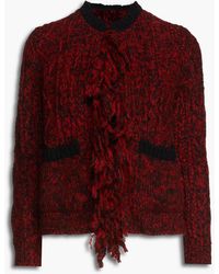 RED Valentino - Fringed Marled Cable-knit Cardigan - Lyst