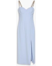 Carolina Herrera - Chain-Embellished Wool-Blend Crepe Midi Dress - Lyst