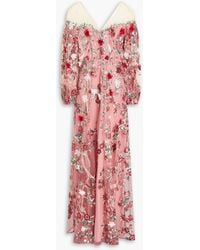 Marchesa - Embroidered Tulle Gown - Lyst