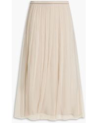 Brunello Cucinelli - Bead-Embellished Silk-Organza Midi Skirt - Lyst