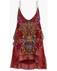 Camilla - Embellished Printed Silk-chiffon Top - Lyst