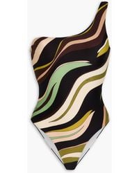 Emilio Pucci - Bedruckter badeanzug mit asymmetrischer schulterpartie - Lyst