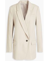 Brunello Cucinelli - Double-breasted Embellished Wool And Cotton-blend Twill Blazer - Lyst