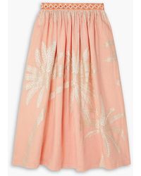 Emporio Sirenuse - Jane Embroidered Linen Maxi Skirt - Lyst