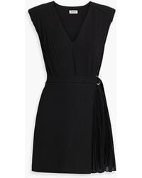 Jonathan Simkhai - Margo Wrap-effect Pleated Crepe Mini Dress - Lyst