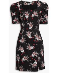 Adam Lippes - Gathered Floral-print Cotton-blend Twill Mini Dress - Lyst