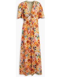 Saloni - Emmy Floral-print Silk Crepe De Chine Maxi Dress - Lyst