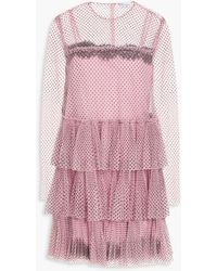 RED Valentino - Tiered Flocked Polka-dot Tulle Mini Dress - Lyst