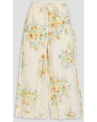 ALÉMAIS - Juliette Floral-print Linen Wide-leg Pants - Lyst