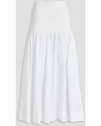 A.L.C. - Marlowe Knit-paneled Cotton-poplin Midi Skirt - Lyst