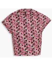Emilio Pucci - Cropped oberteil aus baumwollpopeline mit print und bindedetail hinten - Lyst