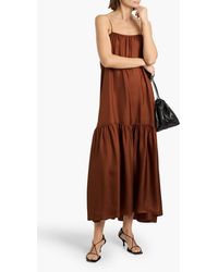 chinese dress ladies Womens Splendor Formal Maxi Dress  Elegant Modest V-Neck Pleated Evening Dress White / S at SexyModest