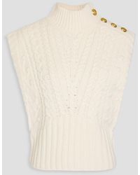 Veronica Beard - Holton Button-embellished Cable-knit Wool Vest - Lyst