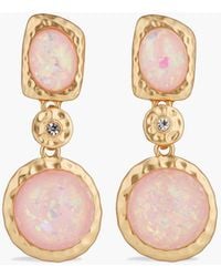 Kenneth Jay Lane Hammered Gold-tone, Crystal And Stone Earrings - Pink