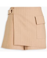 Maje - Skirt-Effect Pinstriped Wool-Blend Shorts - Lyst