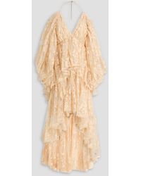 Zimmermann - Cold-Shoulder Ruffled Cotton-Blend Lace Maxi Dress - Lyst