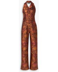 Ahluwalia - Silk And Wool-blend Jacquard Halterneck Jumpsuit - Lyst