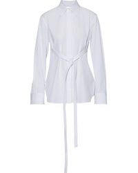 Helmut Lang Corset Open-back Cotton-poplin Shirt - White