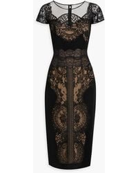 Zuhair Murad - Crepe, Tulle And Lace Midi Dress - Lyst