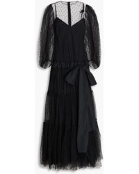 RED Valentino - Bow-detailed Taffeta And Point D'esprit Maxi Dress - Lyst