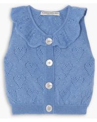 Alessandra Rich - Verkürzter cardigan aus pointelle-strick aus einer mohairmischung mit kristallen - Lyst