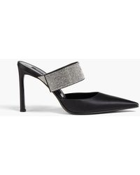 Sergio Rossi - Crystal-Embellished Satin Mules - Lyst