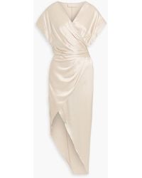 Michelle Mason - Wrap-Effect Silk-Satin Maxi Dress - Lyst