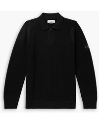 Stone Island - Logo-Appliquéd Wool-Blend Half-Zip Sweater - Lyst