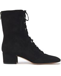 Gianvito Rossi - Delia Lace-up Suede Ankle Boots - Lyst