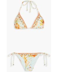 Camilla - Crystal-embellished Floral-print Triangle Bikini - Lyst