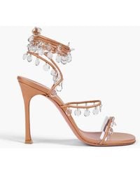 AMINA MUADDI - Tina Crystal-Embellished Leather Sandals - Lyst
