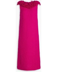LIBEROWE - Fringed Wool Bouclé-Tweed Midi Dress - Lyst