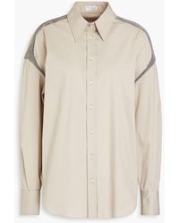 Brunello Cucinelli - Bead-embellished Cotton-blend Poplin Shirt - Lyst