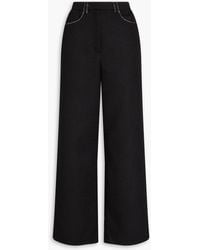 Maje - Chain-embellished tweed wide-leg pants - Lyst