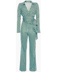 Diane von Furstenberg - Wrap-effect Printed Silk-jersey Jumpsuit - Lyst