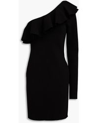 Philosophy Di Lorenzo Serafini - Minikleid aus stretch-strick mit rüschen und asymmetrischer schulterpartie - Lyst