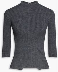 Maje - Embellished Ribbed-knit Turtleneck Sweater - Lyst