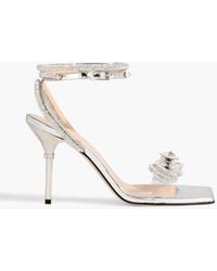 Mach & Mach - Double Bow Crystal-embellished Mirrored-leather And Pvc Sandals - Lyst