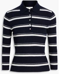 Vince - Gerippter pullover aus einer kaschmirmischung mit polokragen und streifen - Lyst