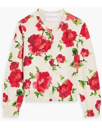 Carolina Herrera - Floral-print Silk And Cotton-blend Cardigan - Lyst