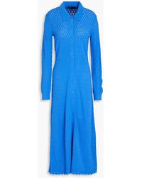 Maje - Crochet-knit Midi Shirt Dress - Lyst
